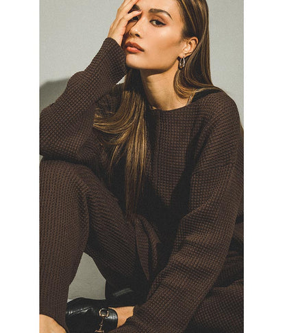 ワッフル編み スリット ニット トップス【セットアップ着用可】 793-8683