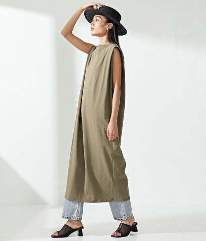 天竺タックショルダーデザインワンピース 367-8768