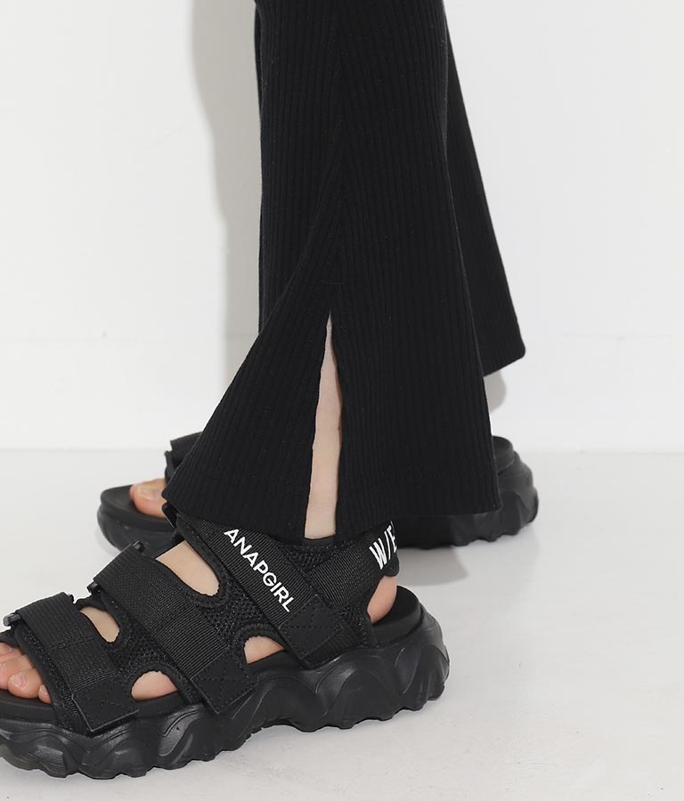 刺繍 リブ フレア パンツ 912-6907