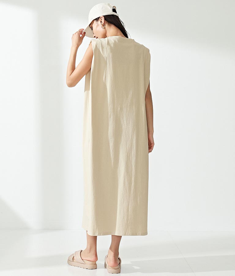 天竺タックショルダーデザインワンピース 367-8768