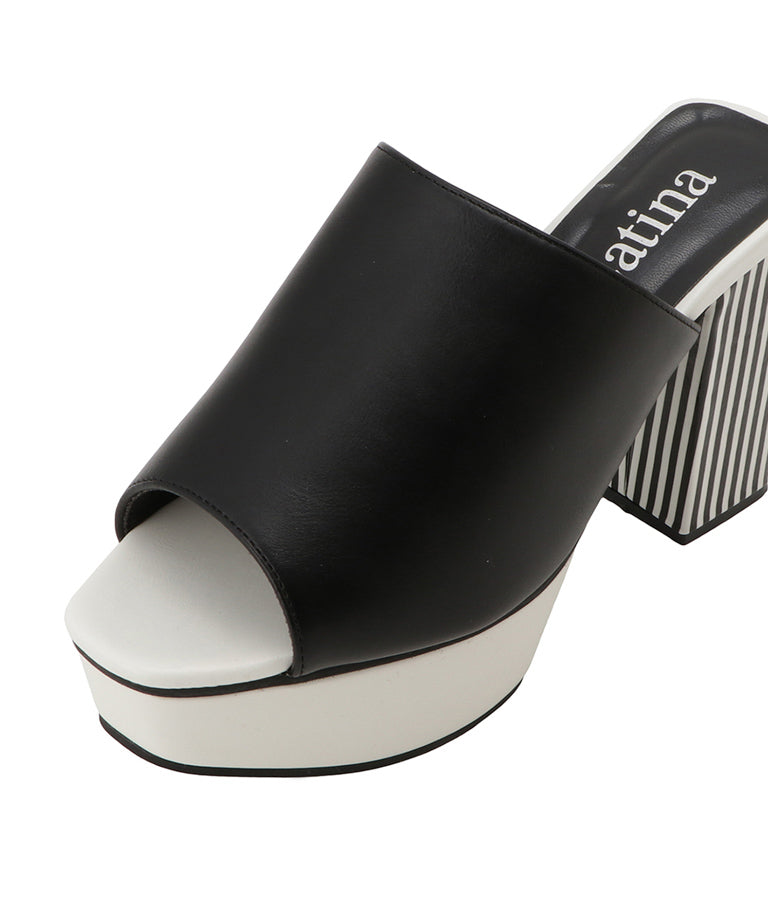 ストライプチャンキーヒールサンダル 499-2251