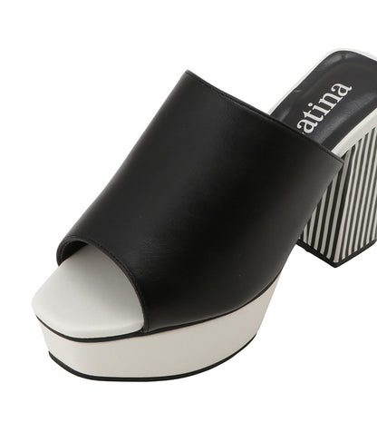 ストライプチャンキーヒールサンダル 499-2251