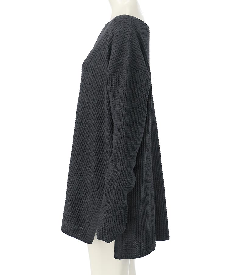 ワッフル編み スリット ニット トップス【セットアップ着用可】 793-8683