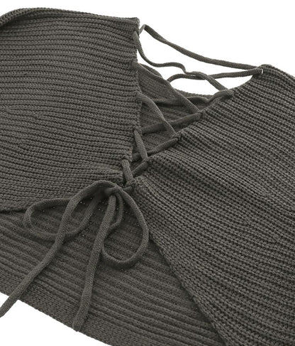 レースアップドルマンスリーブニットトップス 153-5113