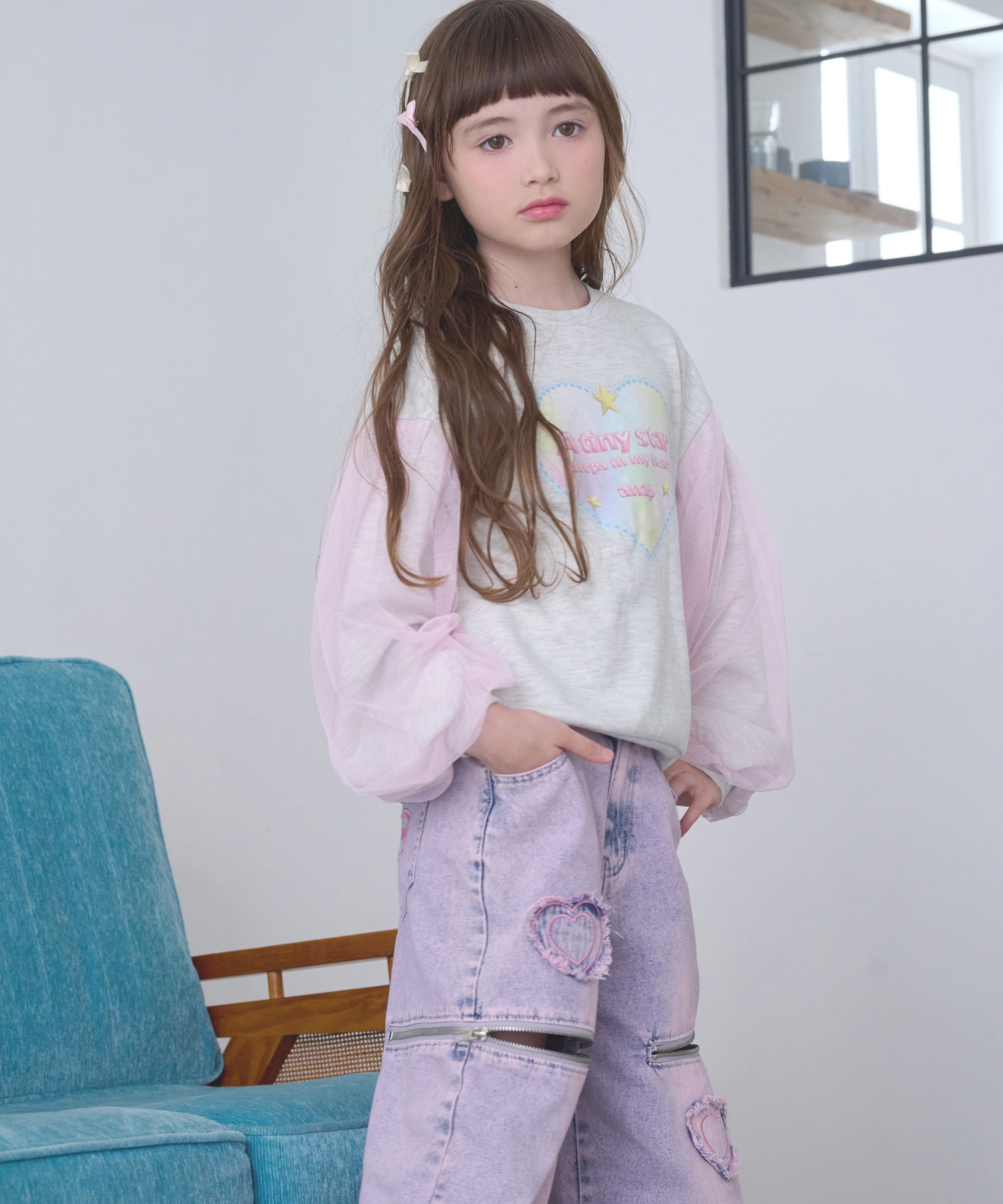 サイドジップ ハートワッペン ワイドパンツ 422-3586 – ANAP