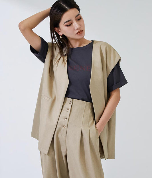 カラーレスショート丈ジレ 364-8696