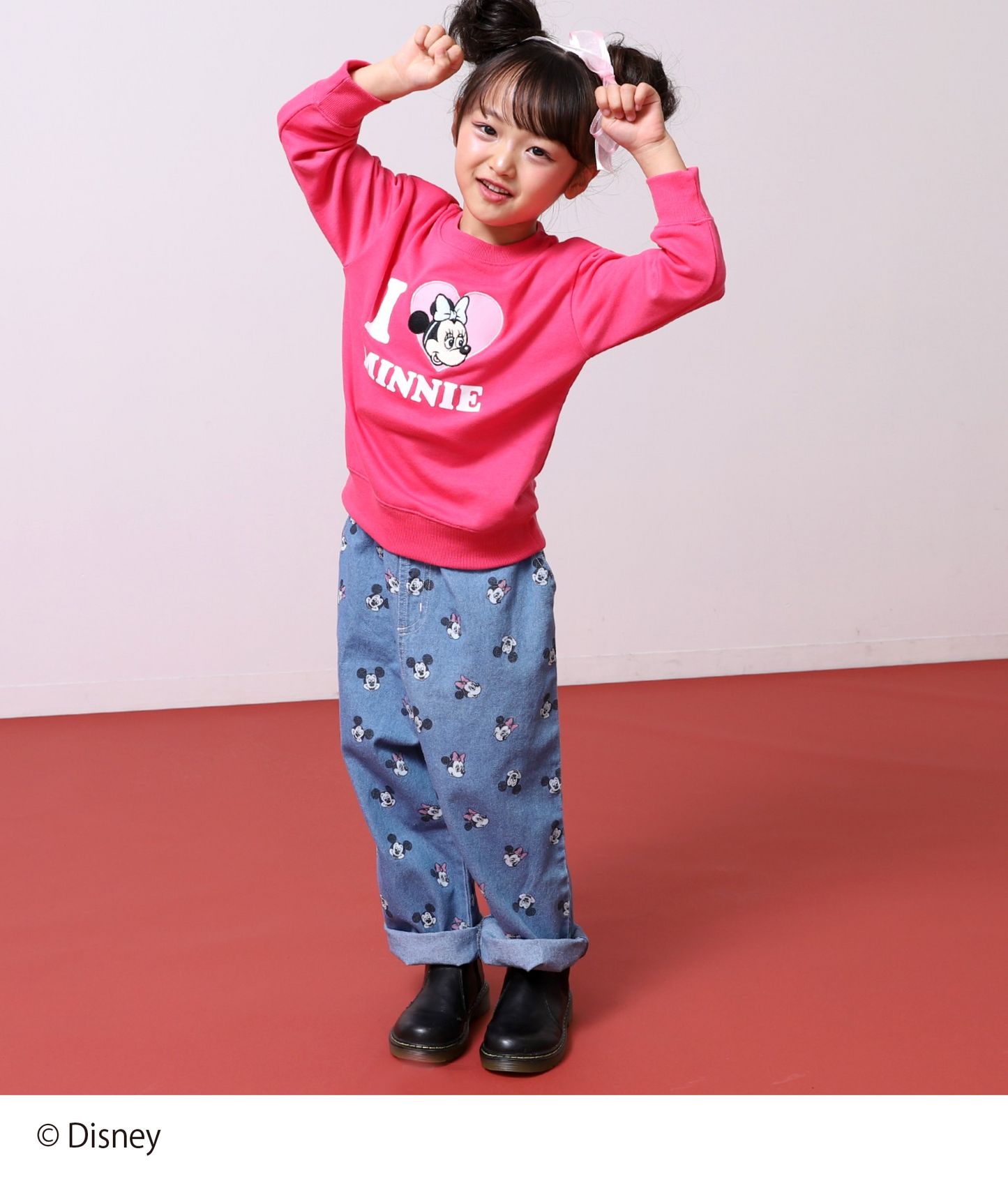 【Disney】＜Mickey＆Minnie＞ ANAP KIDS I♥デザイン オーバーサイズ スウェット プルオーバー【親子お揃い】 423-3439