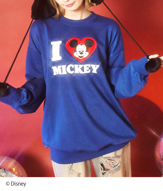 【Disney】＜Mickey＆Minnie＞ ANAP  I♥デザイン オーバーサイズ スウェット プルオーバー【親子お揃い】 793-9309