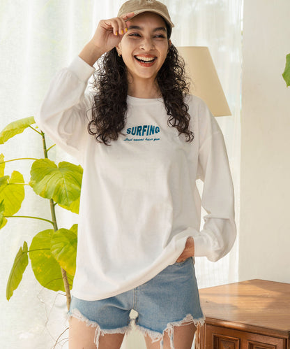 パームツリー サーフプリント ビッグ ロングスリーブ Tシャツ 853-5949