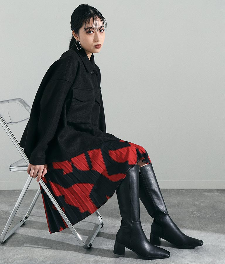 スクエアートゥ ロングブーツ 369-8485