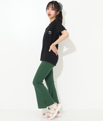 刺繍 リブ フレア パンツ 912-6907