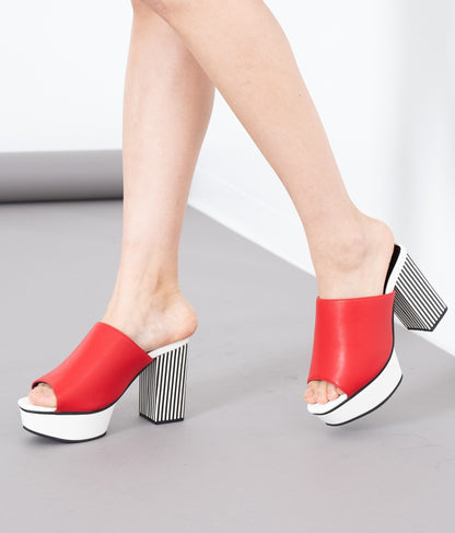 ストライプチャンキーヒールサンダル 499-2251