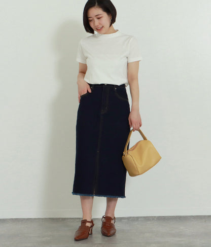 【低身長向けサイズ】ミモレ丈 タイト デニム スカート 83863