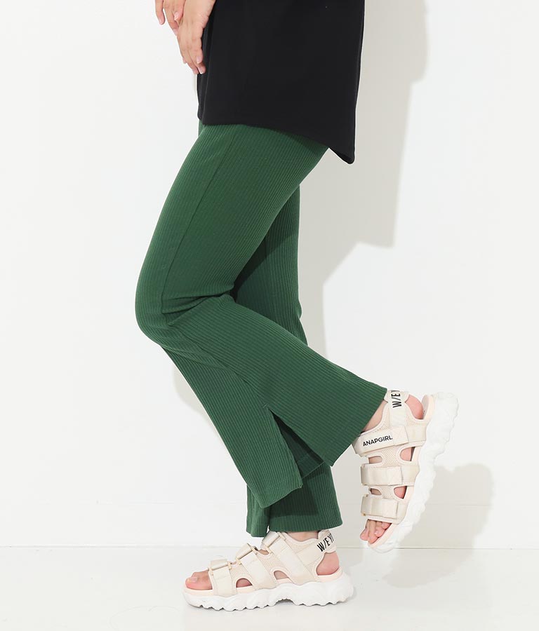 刺繍 リブ フレア パンツ 912-6907