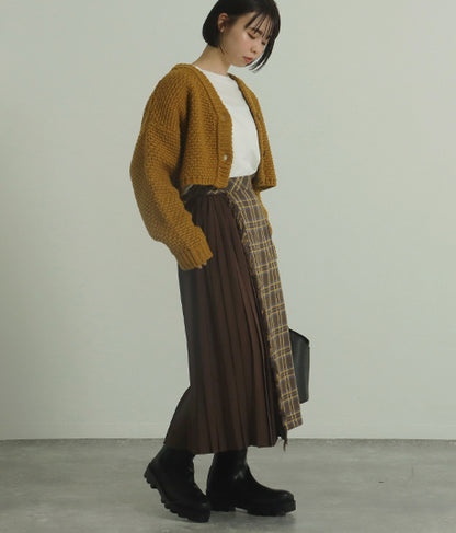 【低身長向けサイズ】チェック プリーツ巻き スカート 83847