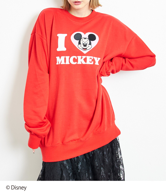 【Disney】＜Mickey＆Minnie＞ ANAP  I♥デザイン オーバーサイズ スウェット プルオーバー【親子お揃い】 793-9309