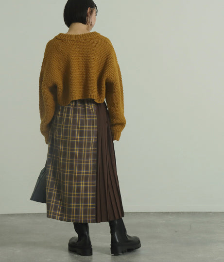 【低身長向けサイズ】チェック プリーツ巻き スカート 83847