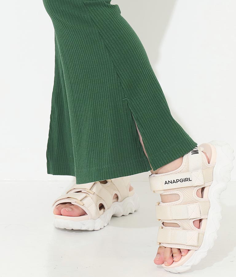 刺繍 リブ フレア パンツ 912-6907