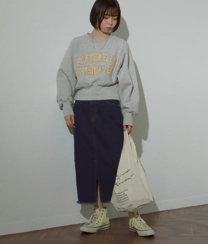 【低身長向けサイズ】ミモレ丈 タイト デニム スカート 83863