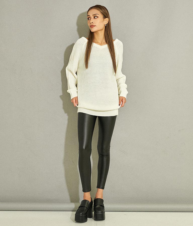 バックスピンドルニットチュニック 793-8580