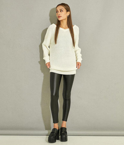 バックスピンドルニットチュニック 793-8580