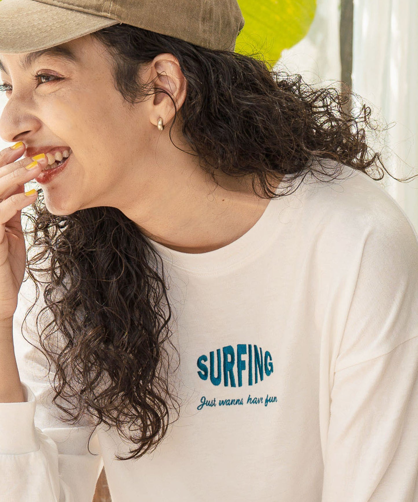 パームツリー サーフプリント ビッグ ロングスリーブ Tシャツ 853-5949
