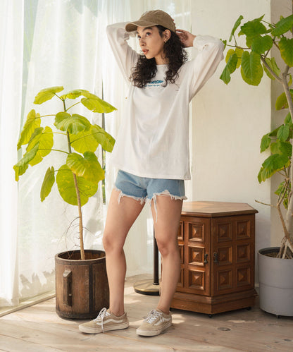 パームツリー サーフプリント ビッグ ロングスリーブ Tシャツ 853-5949