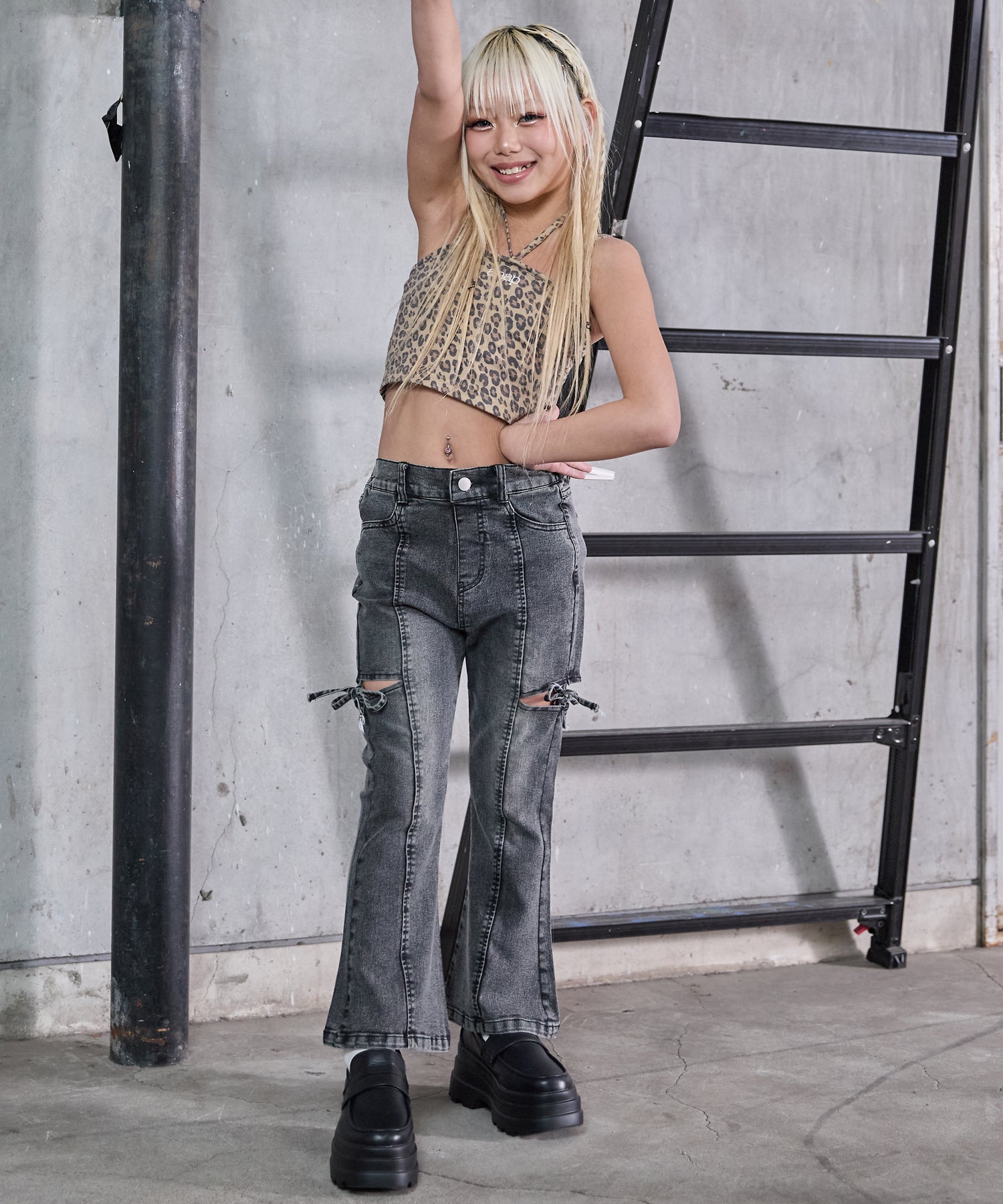 サイド リボン フレア パンツ（別売りセットアップ）【ジュニアお揃い
