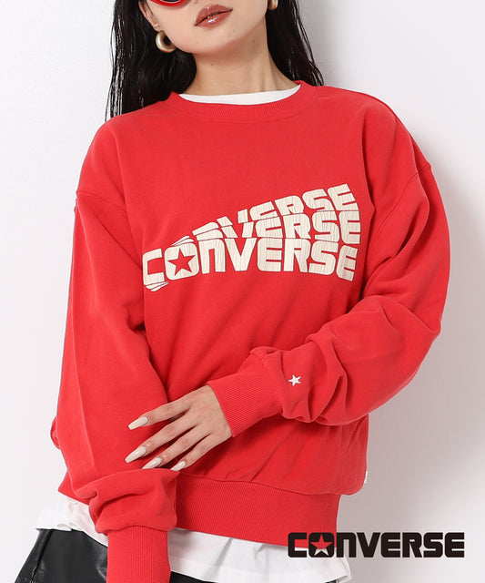 【CONVERSE】ピーチ裏毛 クラックロゴ スウェット トップス 793-9354