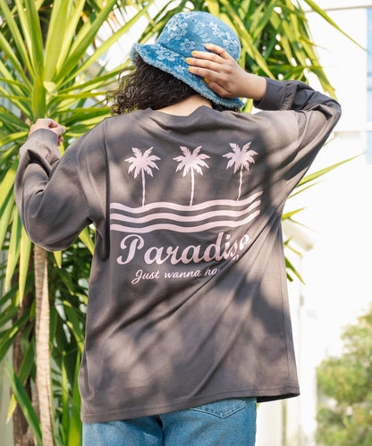 パームツリー サーフプリント ビッグ ロングスリーブ Tシャツ 853-5949