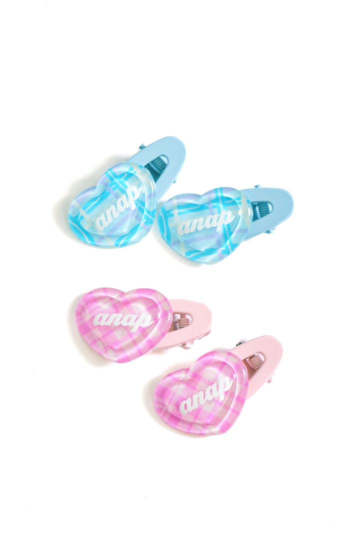 ロゴ入り チェックハート ヘアクリップ 429-3664