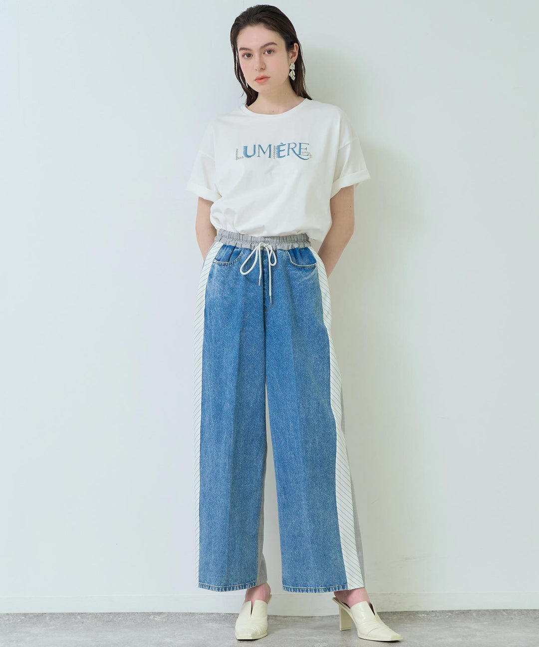Eimee Law バック ストライプ サイド ライン デニム パンツ 362-9686