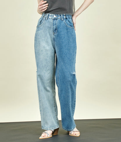EimeeLaw バイカラー ウエストホック デニム パンツ 362-9708