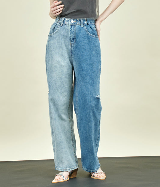 EimeeLaw バイカラー ウエストホック デニム パンツ 362-9708