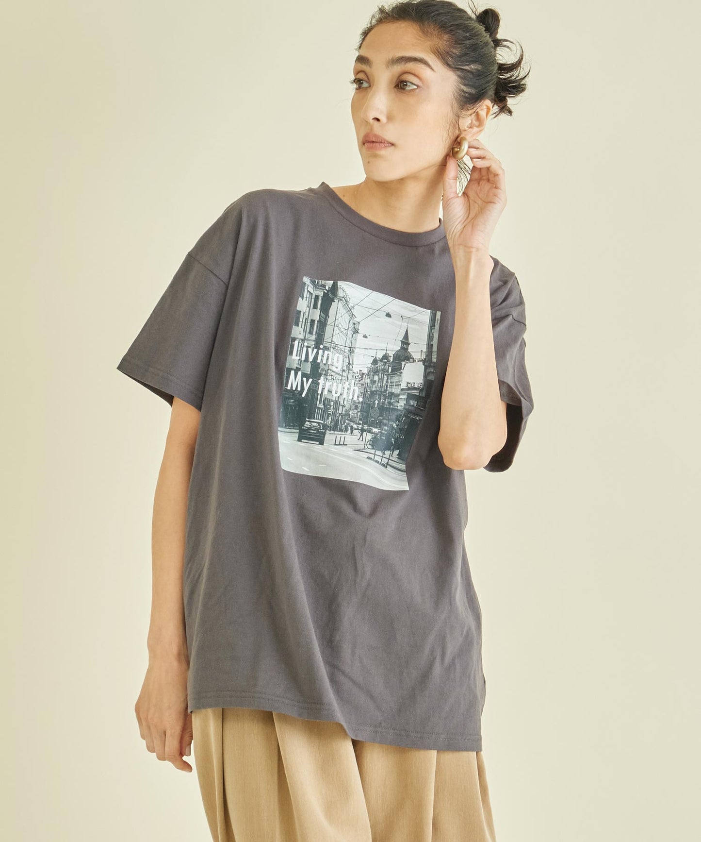 フォト プリント オーバーサイズ Tシャツ 363-9620