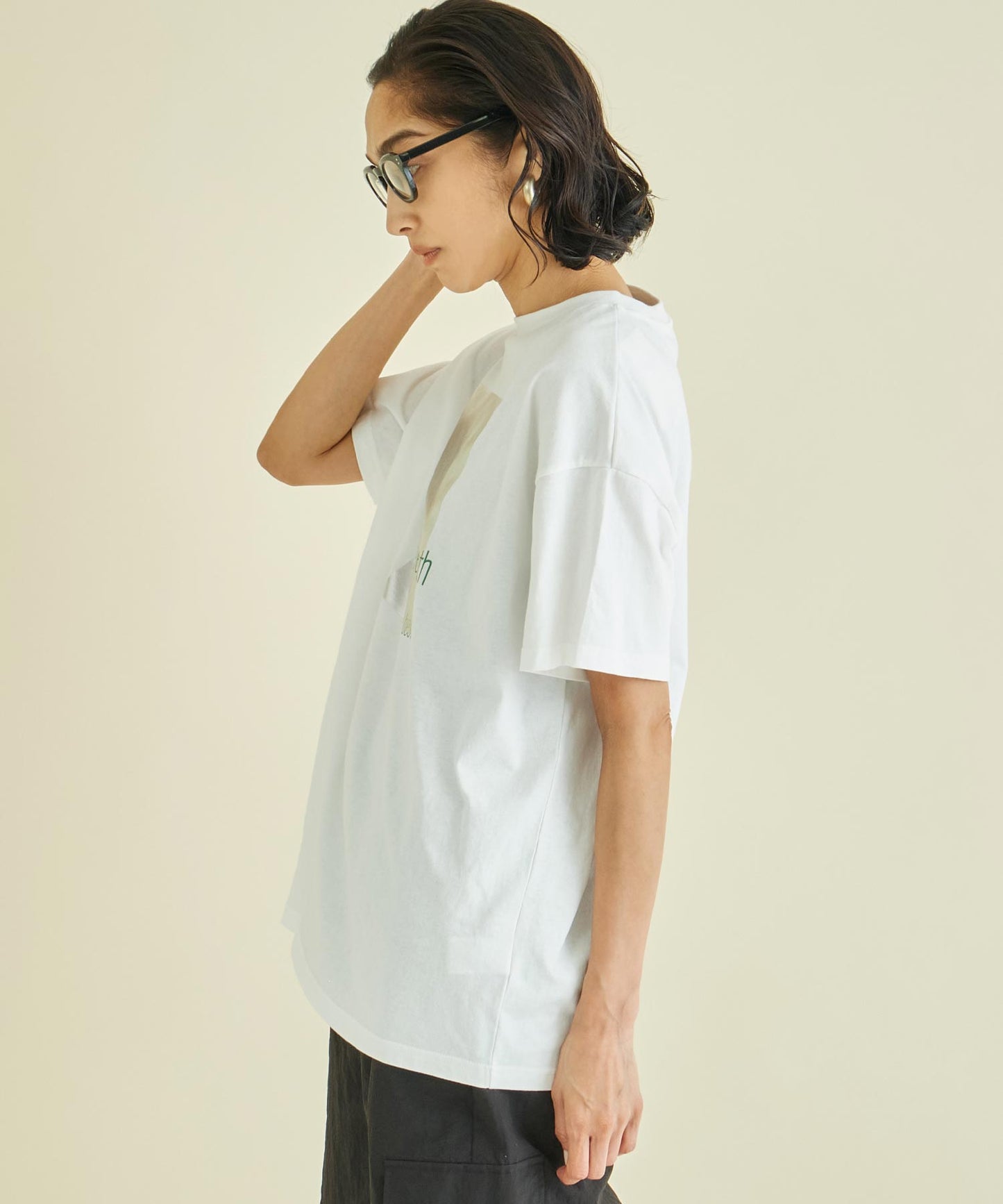 メタリック 箔 プリン ト × カラー ロゴ オーバーサイズ Tシャツ 363-9621