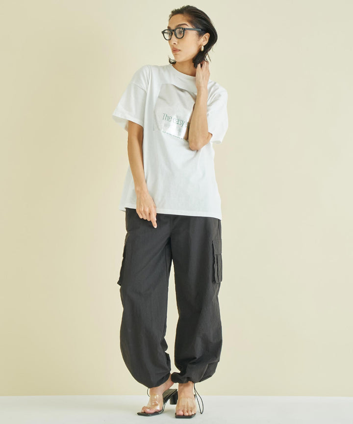 メタリック 箔 プリン ト × カラー ロゴ オーバーサイズ Tシャツ 363-9621