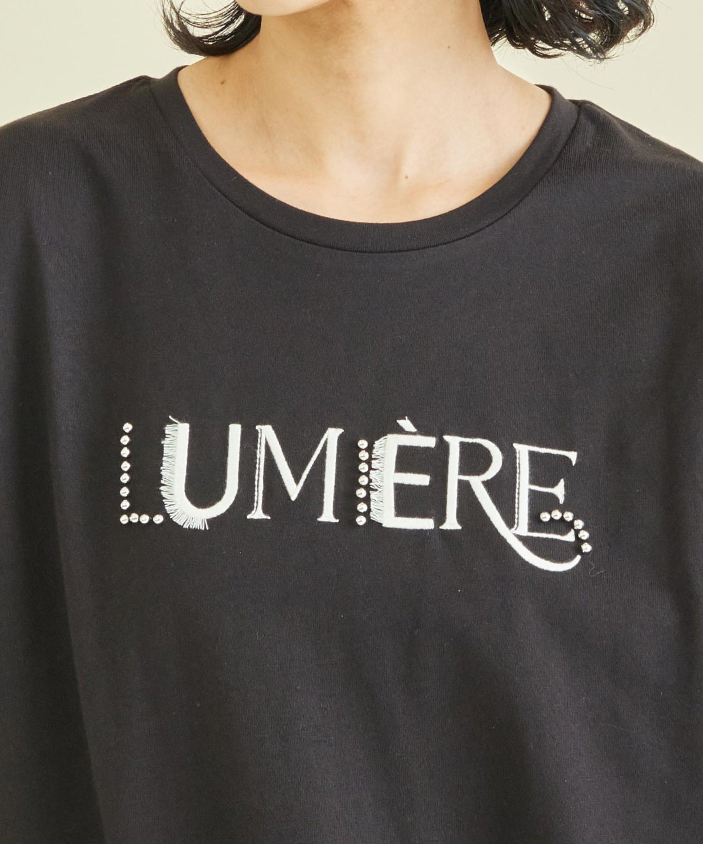 スタッズ ミックス 刺繍 ロゴ Tシャツ 363-9635