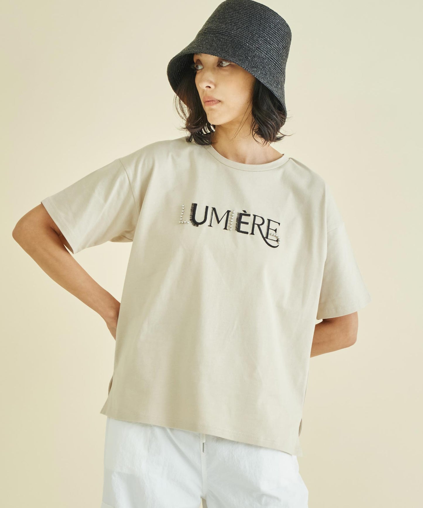 スタッズ ミックス 刺繍 ロゴ Tシャツ 363-9635