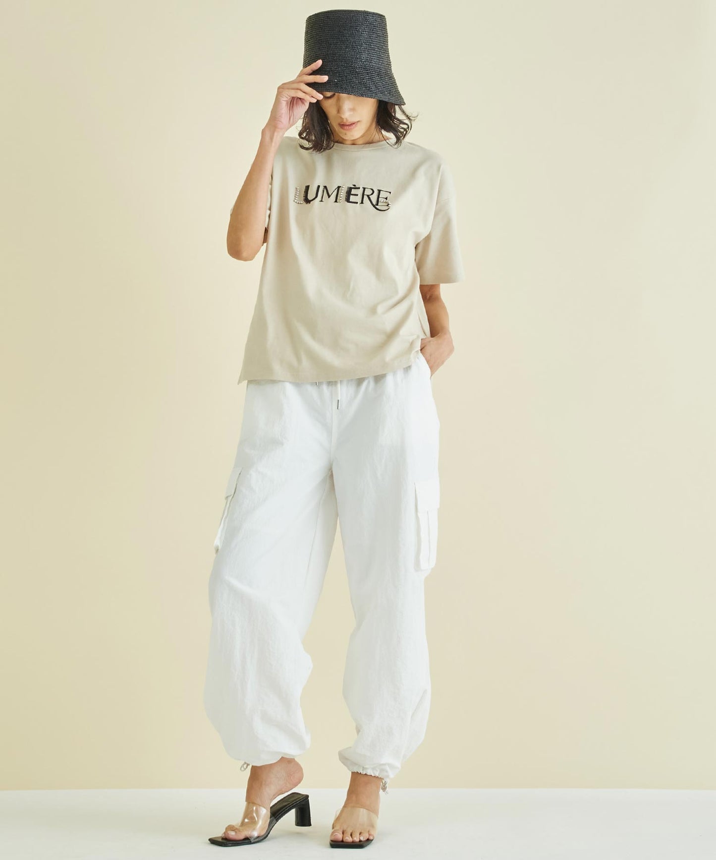 スタッズ ミックス 刺繍 ロゴ Tシャツ 363-9635