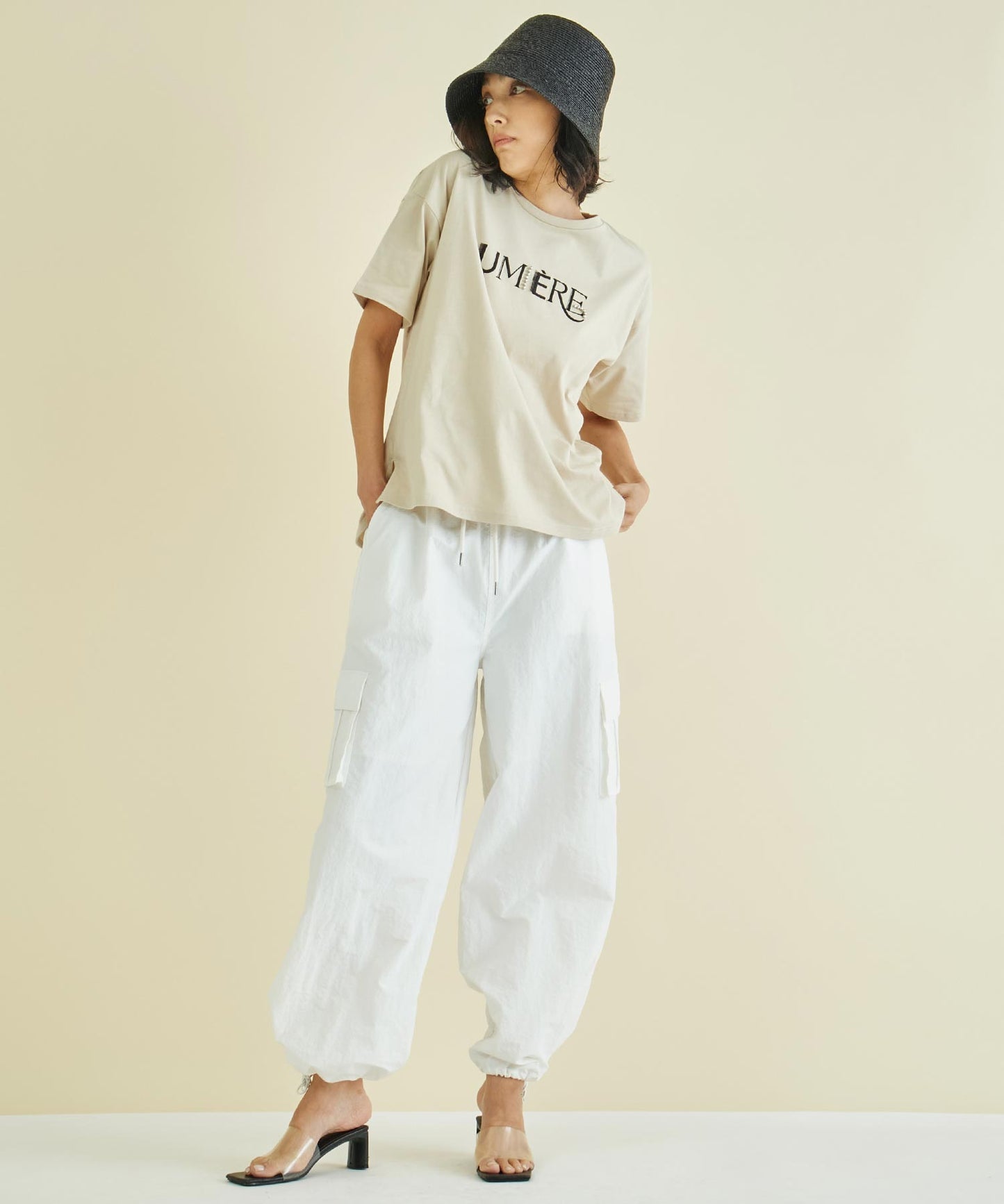 スタッズ ミックス 刺繍 ロゴ Tシャツ 363-9635