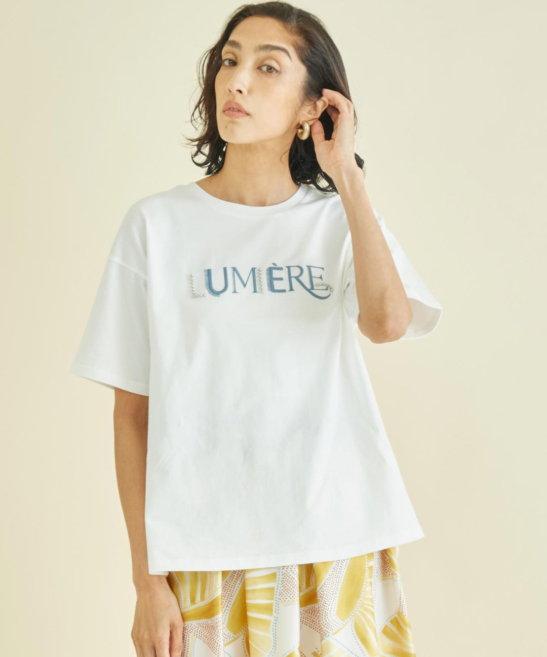スタッズ ミックス 刺繍 ロゴ Tシャツ 363-9635