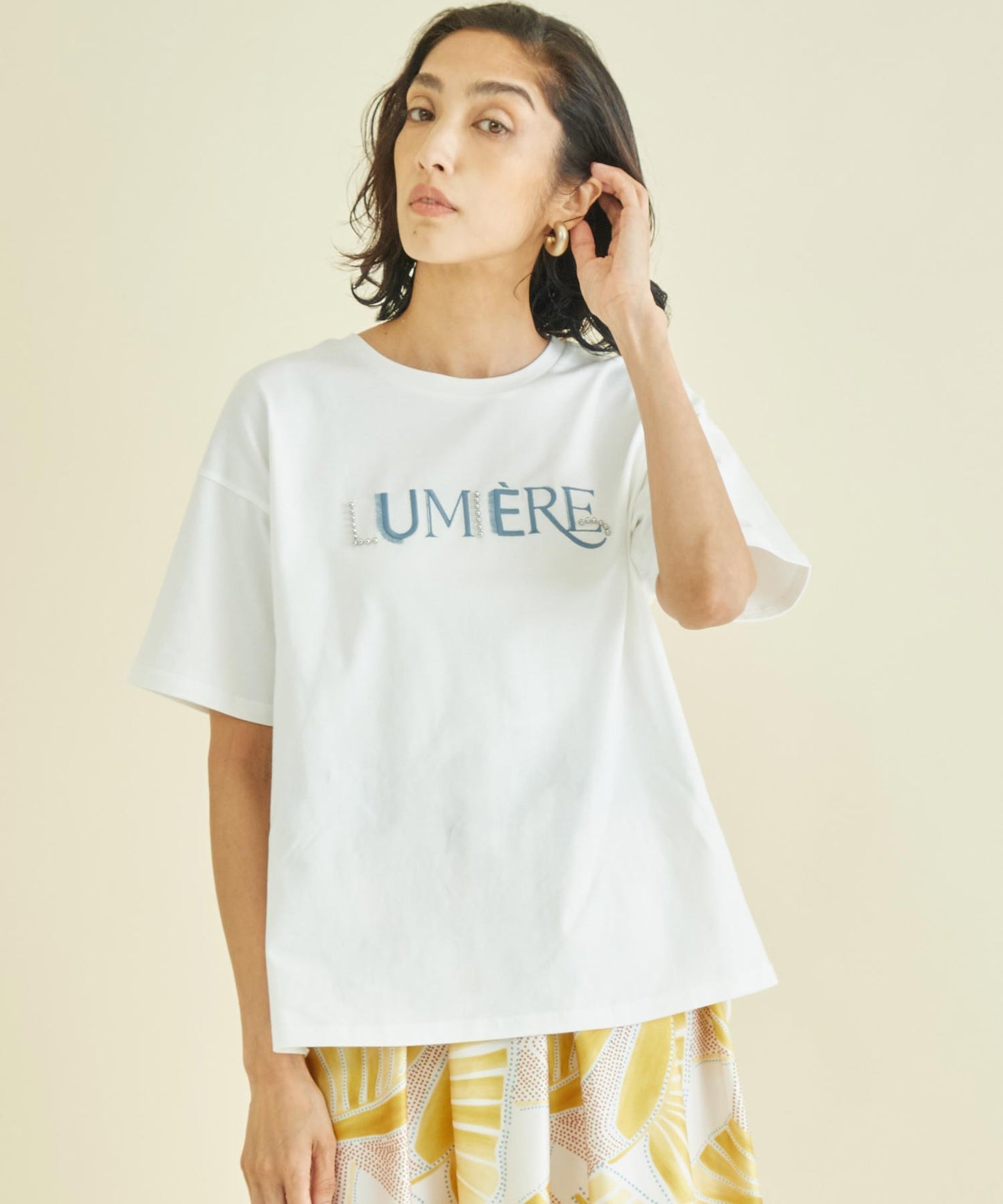 スタッズ ミックス 刺繍 ロゴ Tシャツ 363-9635