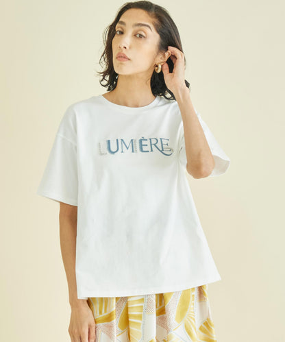 スタッズ ミックス 刺繍 ロゴ Tシャツ 363-9635