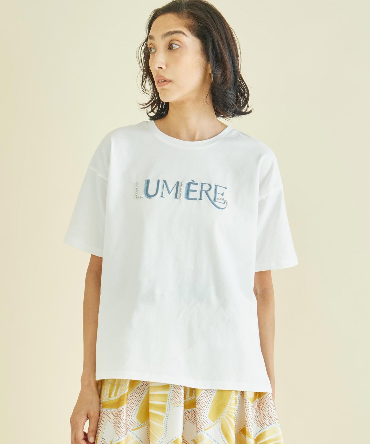 スタッズ ミックス 刺繍 ロゴ Tシャツ 363-9635