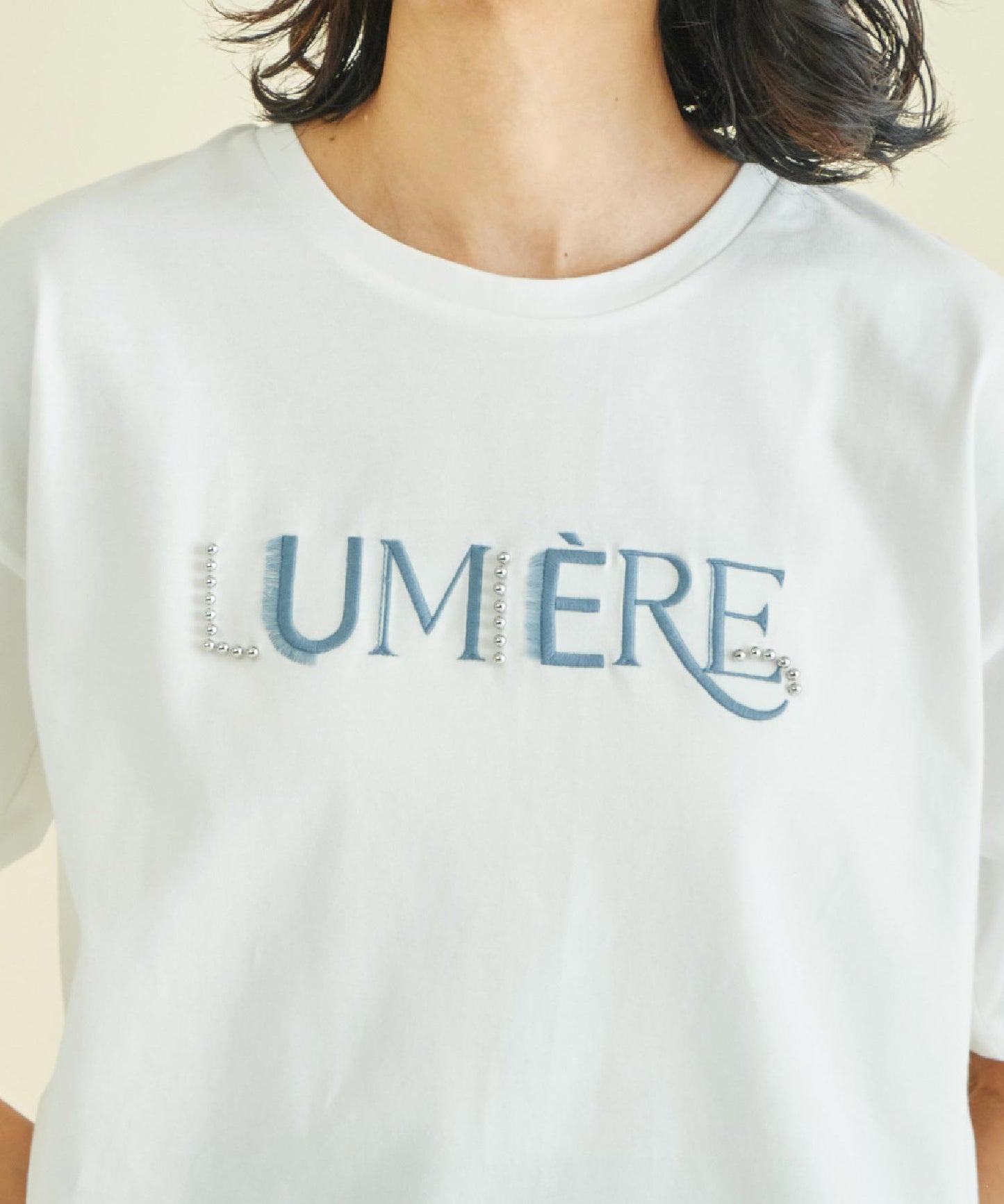 スタッズ ミックス 刺繍 ロゴ Tシャツ 363-9635