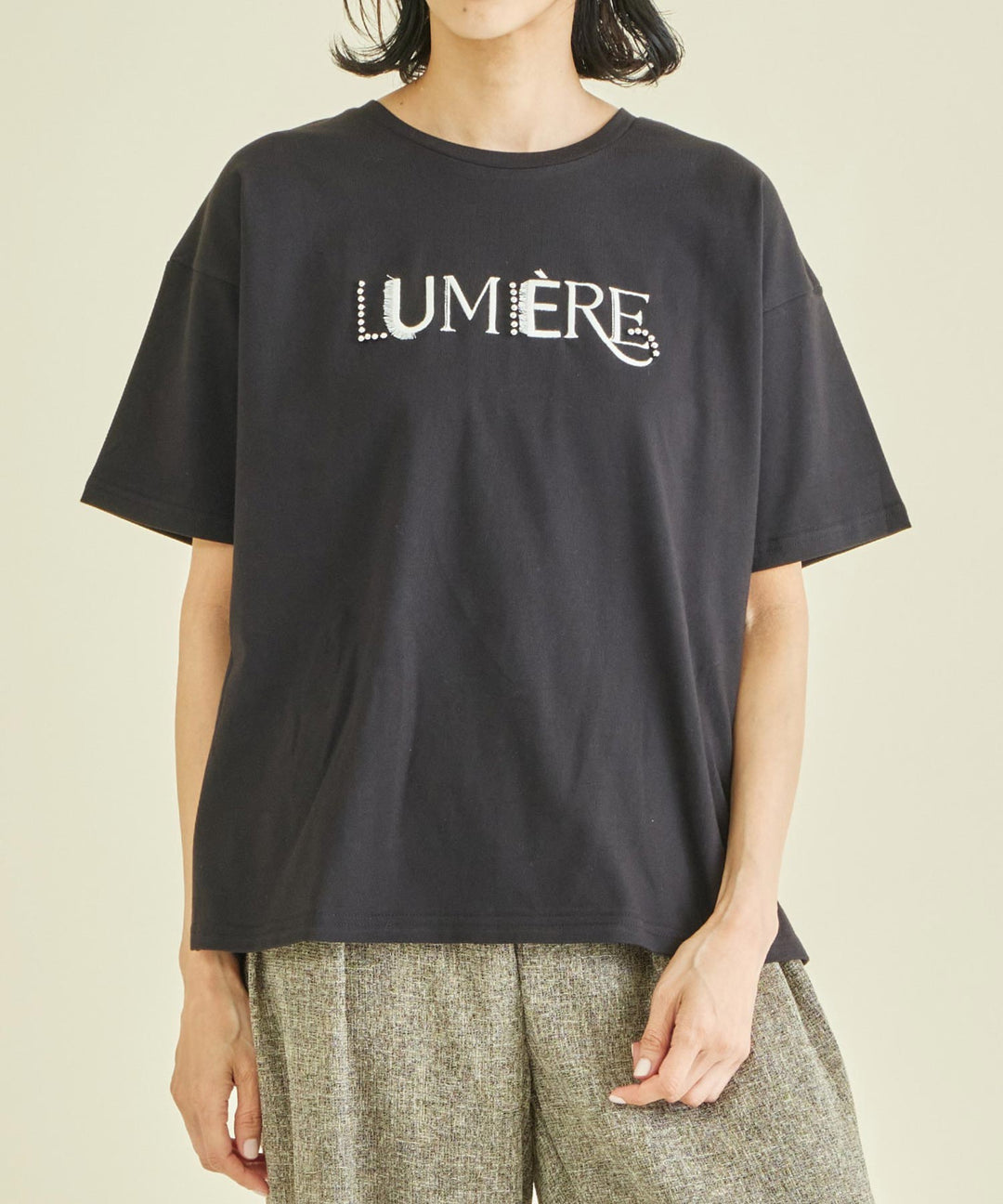 スタッズ ミックス 刺繍 ロゴ Tシャツ 363-9635