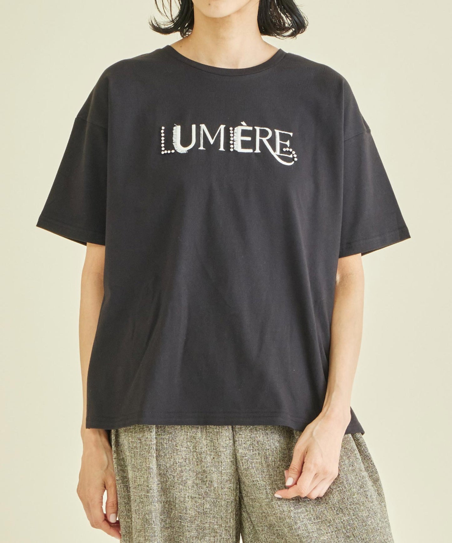スタッズ ミックス 刺繍 ロゴ Tシャツ 363-9635