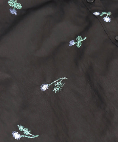 タフタ フラワー 刺繍 ハーフスリーブ ブラウス 363-9662