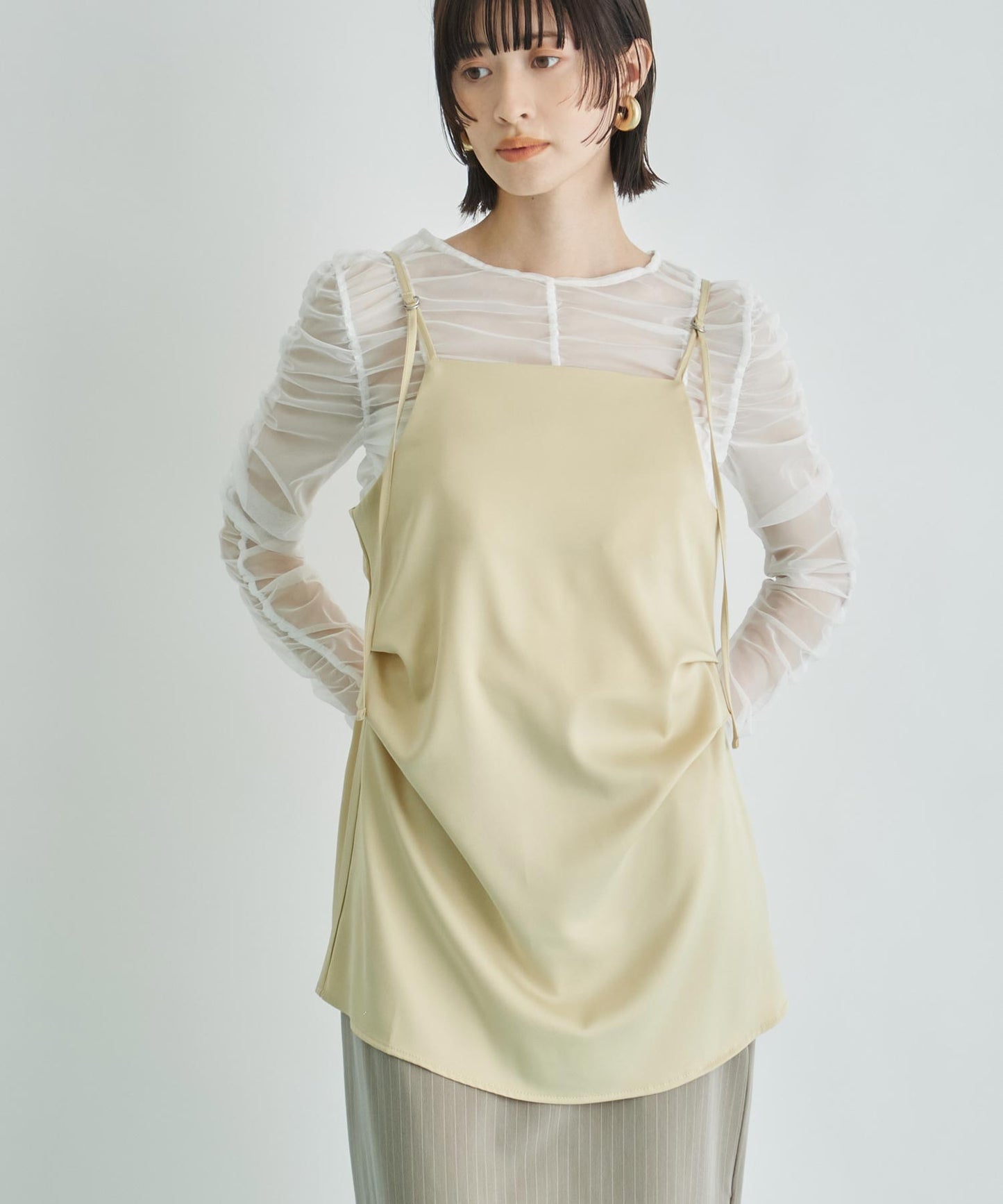 マットサテン ロング キャミソール 363-9665